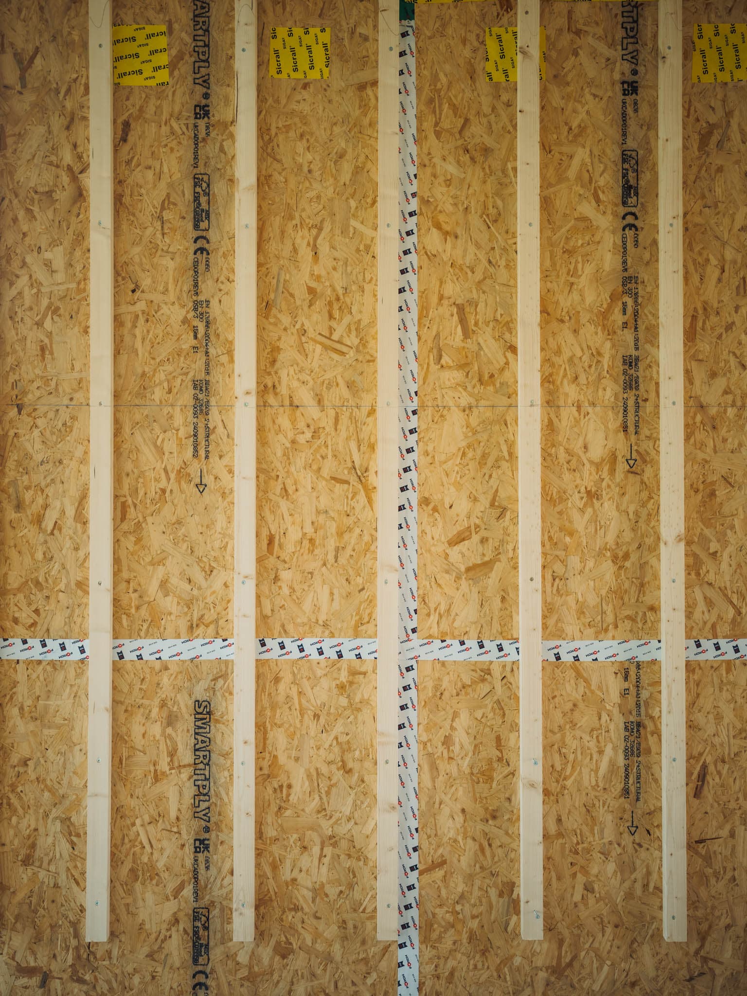 Detail van prefab houtskeletwand
